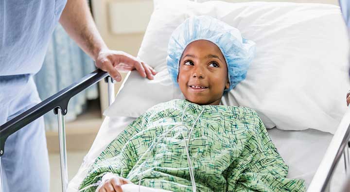 young cardiac surgery patient in hospital gown